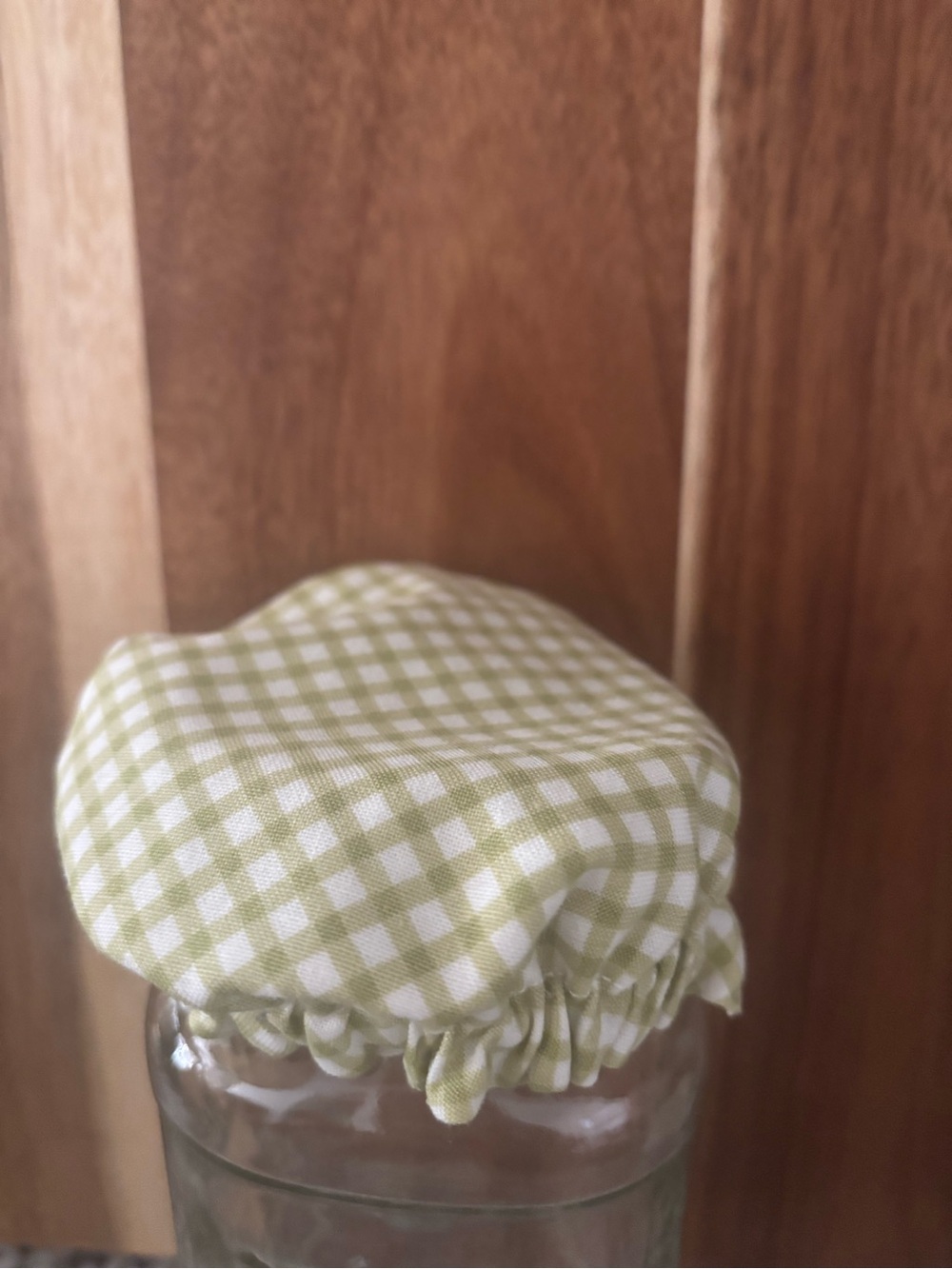 Handmade Jar Cover Green Gingham Reusable Cover ONLY NEW ITEM Custom Final Sale